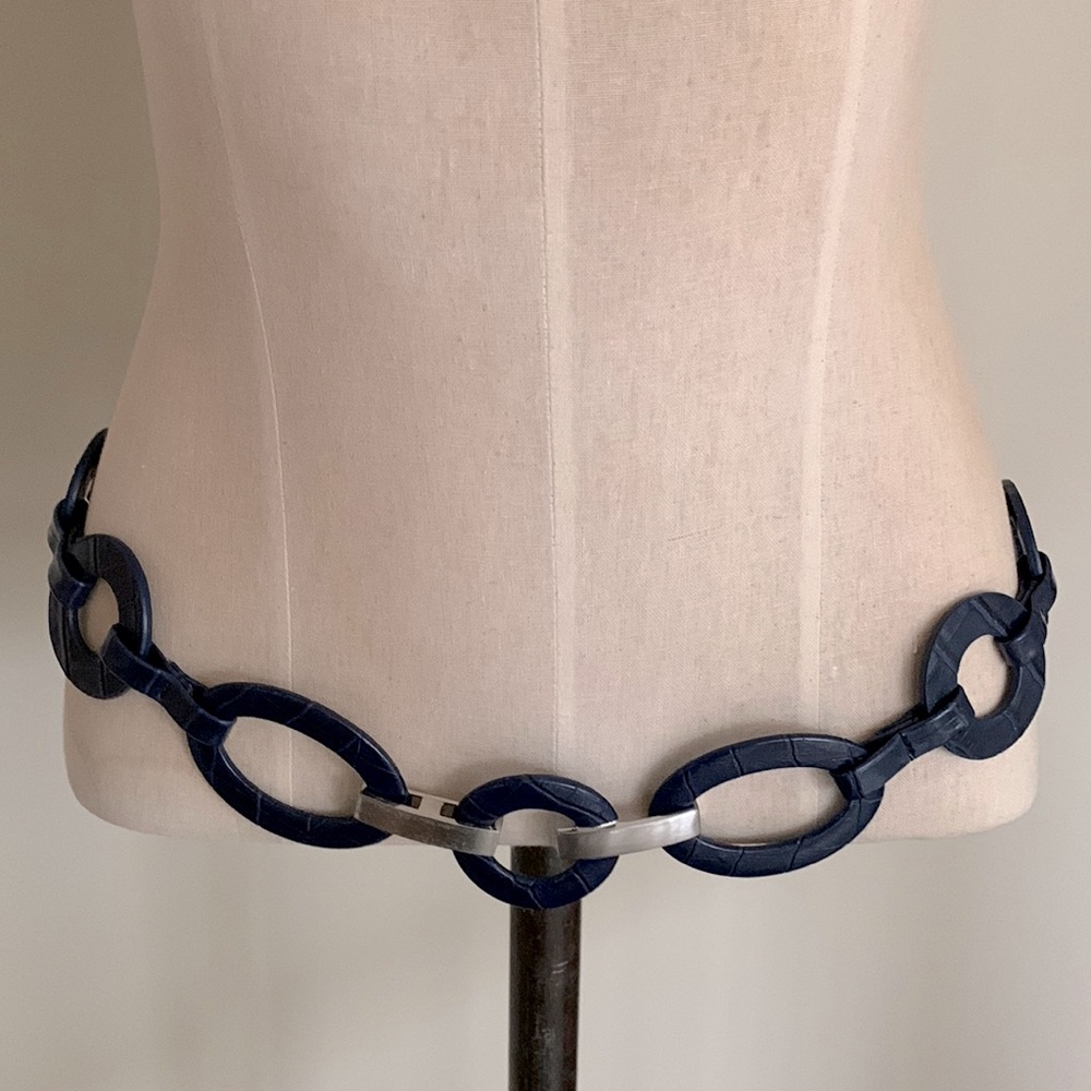 Navy blue leather belt